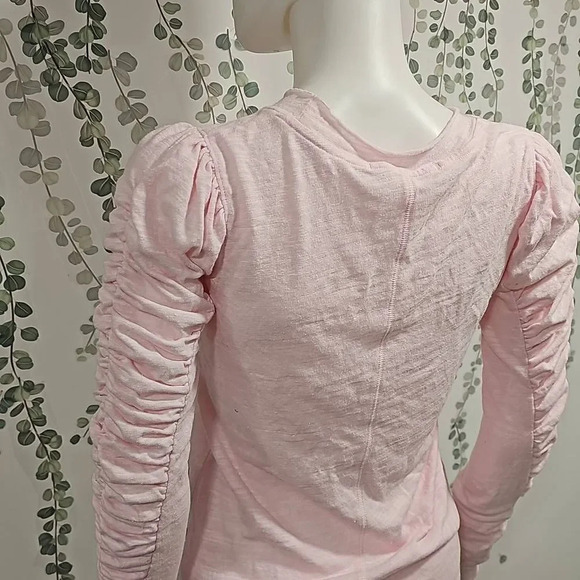 NWOT Free People Natasha Ruffle Sleeve Top In Pink - Picture 6 of 10